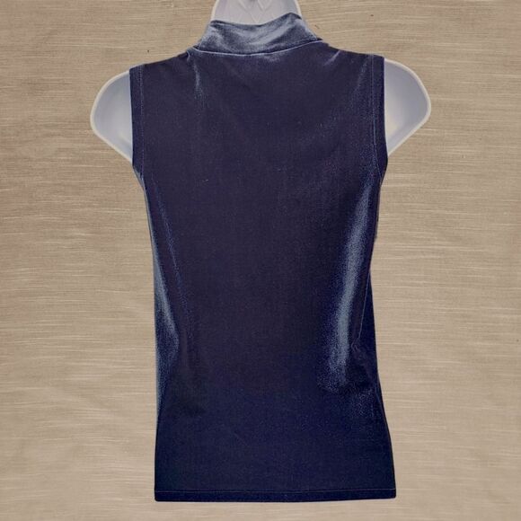 J.Crew Blue Velvet Mock Neck Tank Top Sleeveless Shell Shirt Top Womens Small - Picture 5 of 10